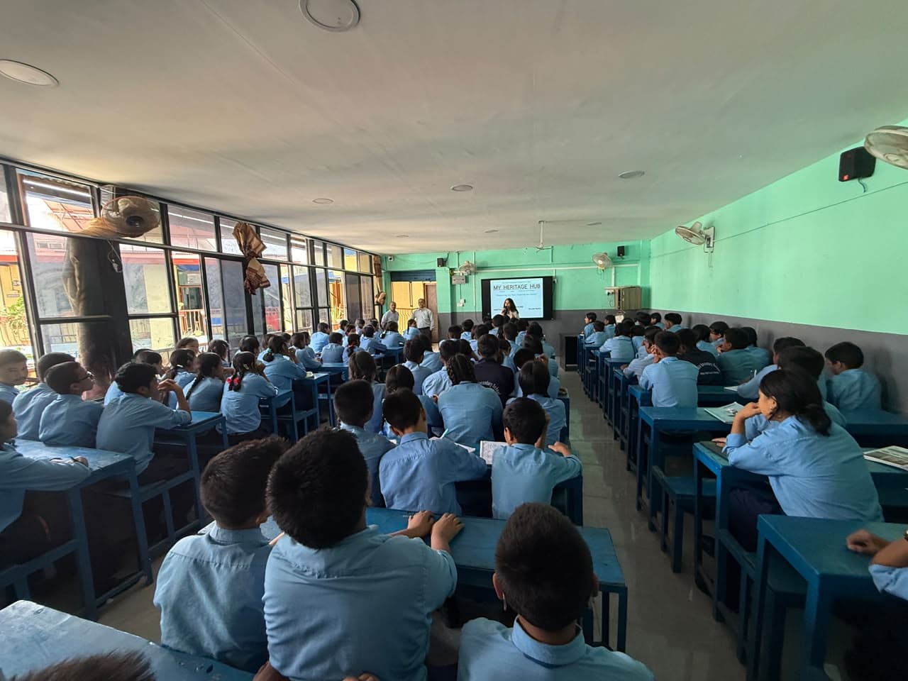 Merit Star Kabi Paudel leading a heritage education class